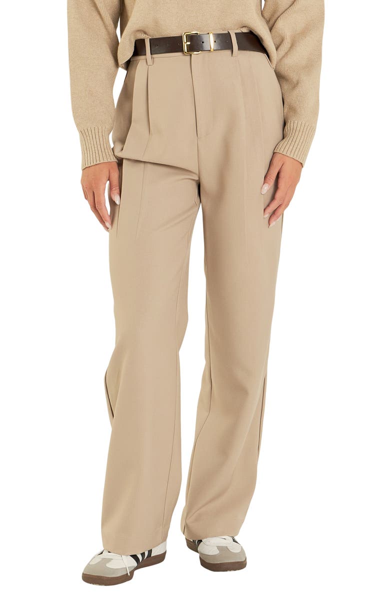 Grey Lab Pleated Wide Leg Pants, Main, color, Tan