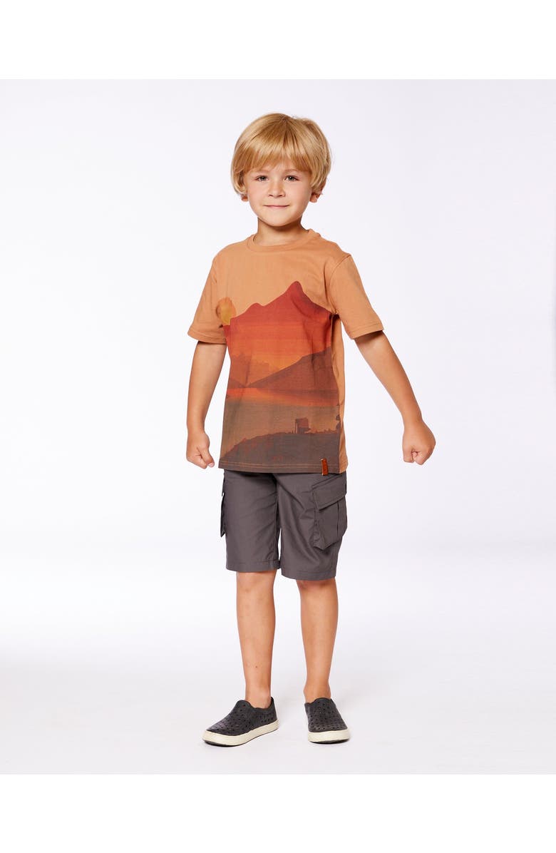 Deux par Deux Little Boy's Printed Organic Cotton Tee Orange Sunset, Alternate, color, 