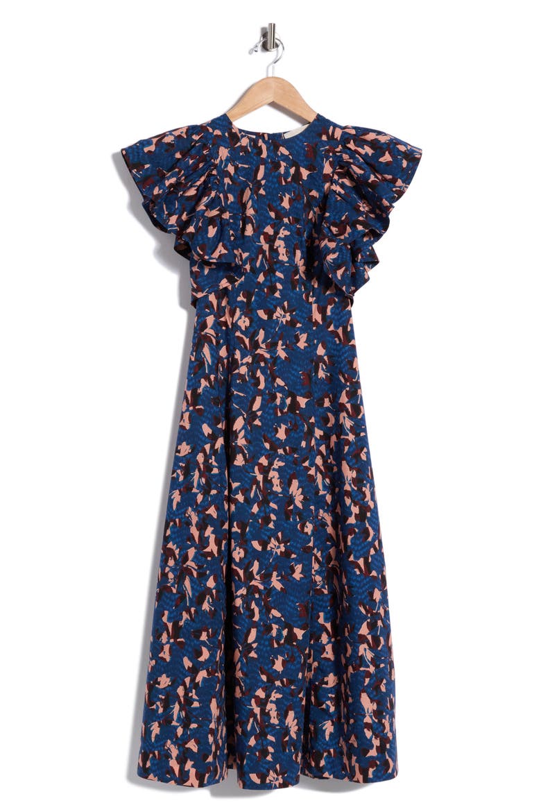 Imara Flutter Sleeve Cotton Midi Dress, Main, color, MIRAGE