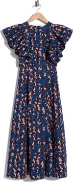 Ulla Johnson Imara Flutter Sleeve Cotton Midi Dress