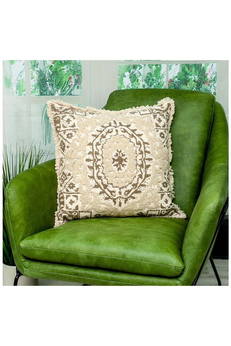 Abu Cotton Throw Pillow, Alternate, color, BEIGE