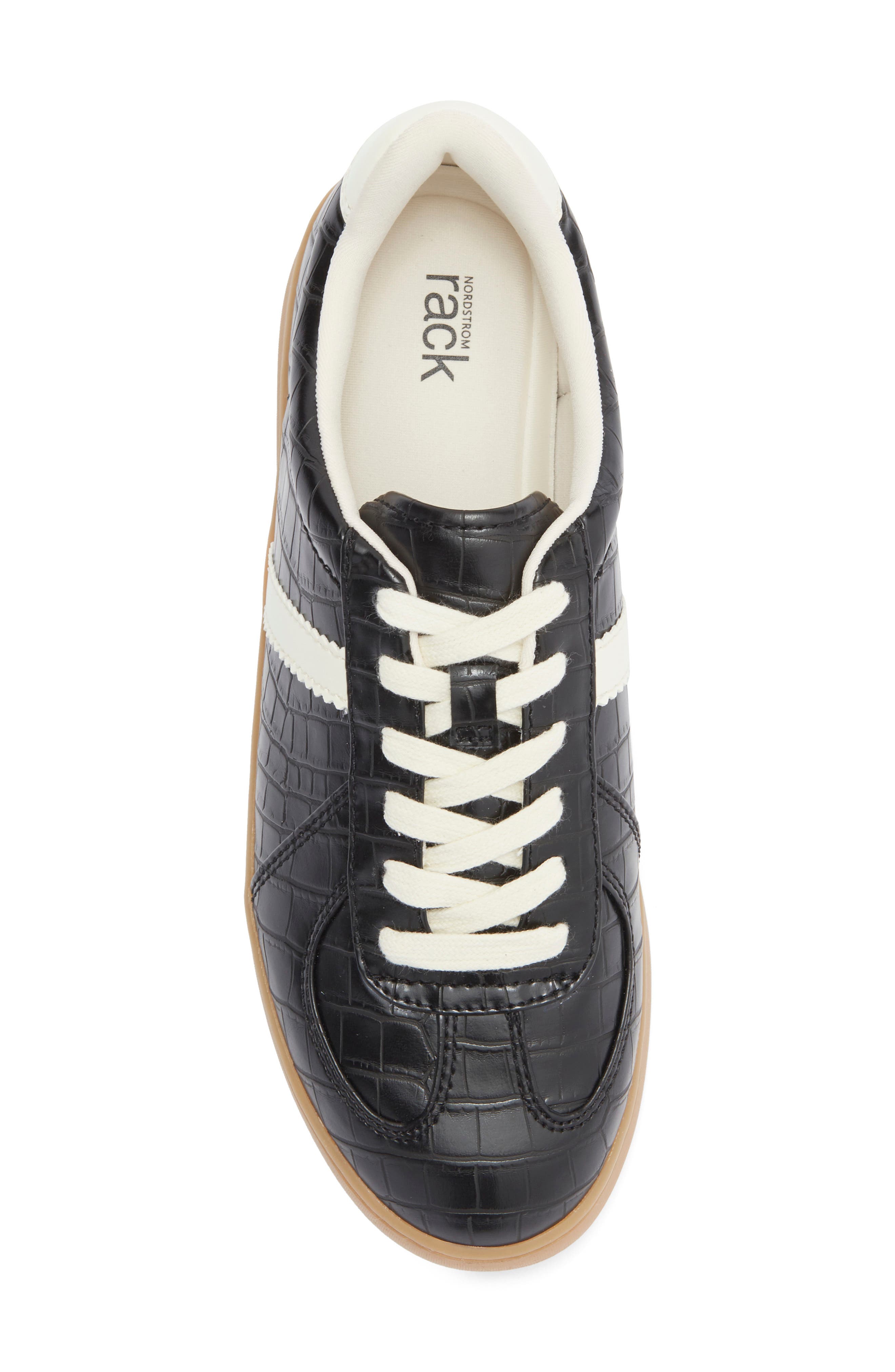 NORDSTROM RACK Philly Embossed Lace-Up Sneaker, Alternate, color, Black Croco