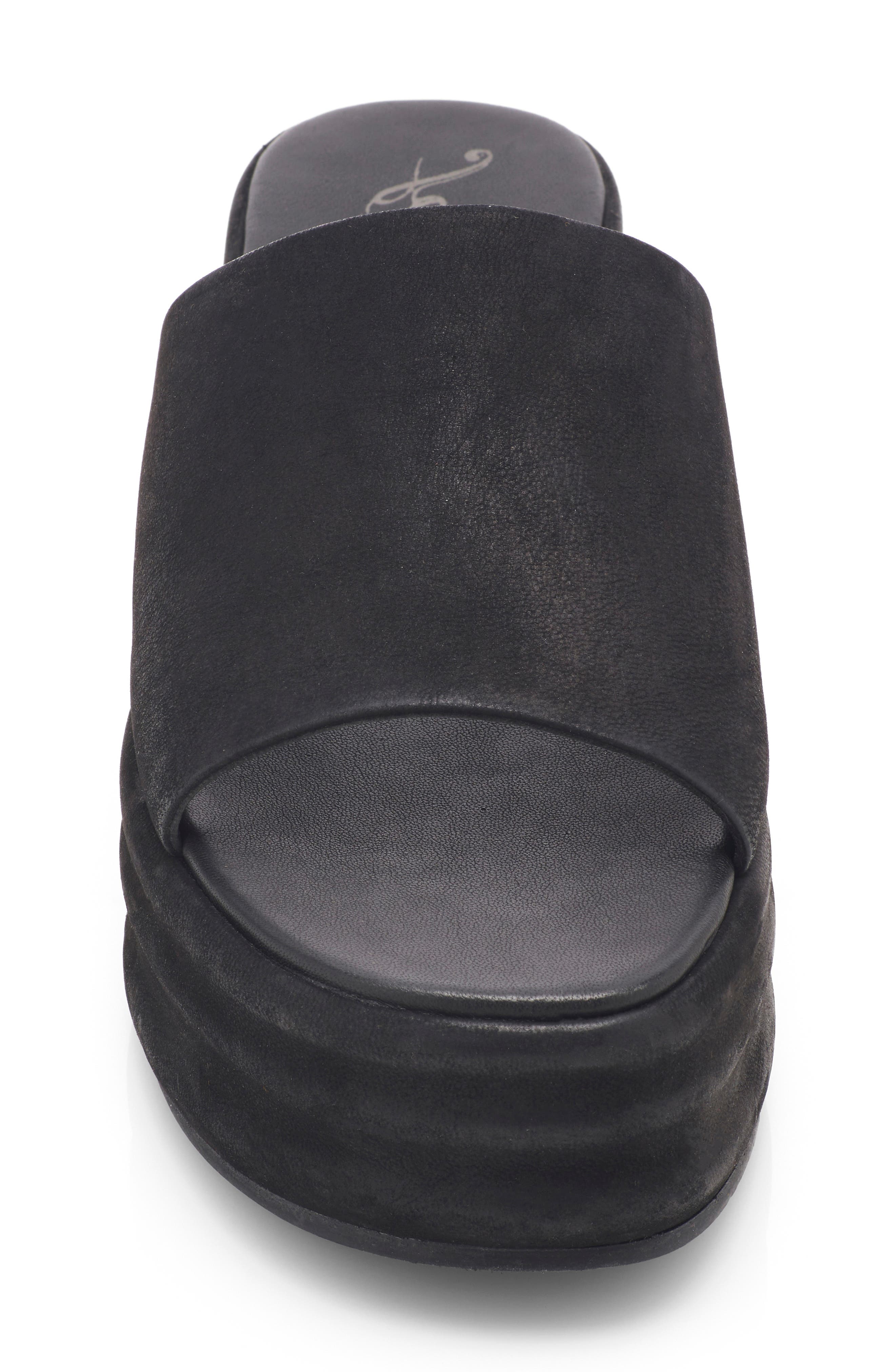 Free People Harbor Platform Sandal, Alternate, color, Black Leather