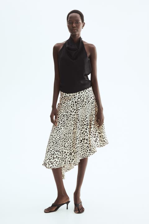 Asymmetric viscose skirt