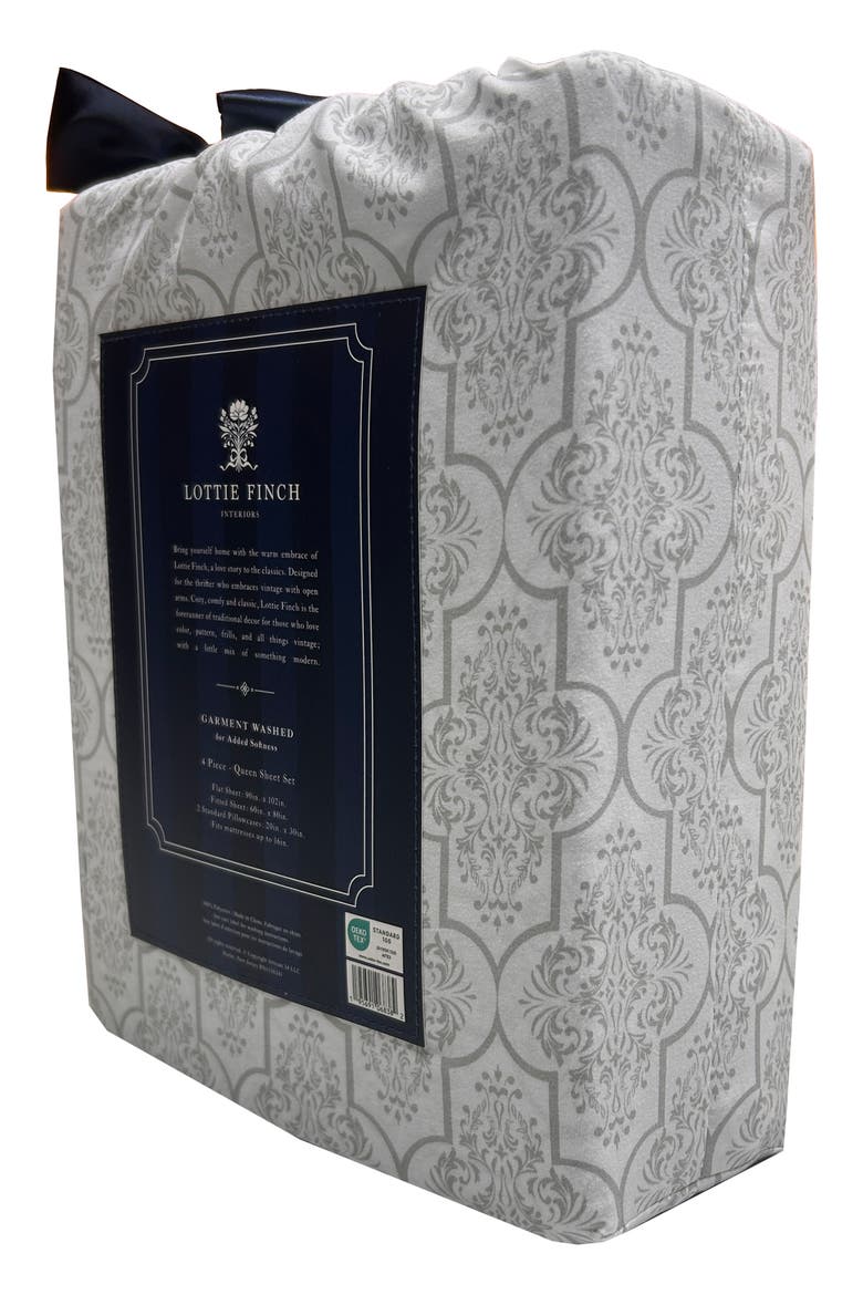 Garment Washed Sheet Set, Alternate, color, GREY DAMASK
