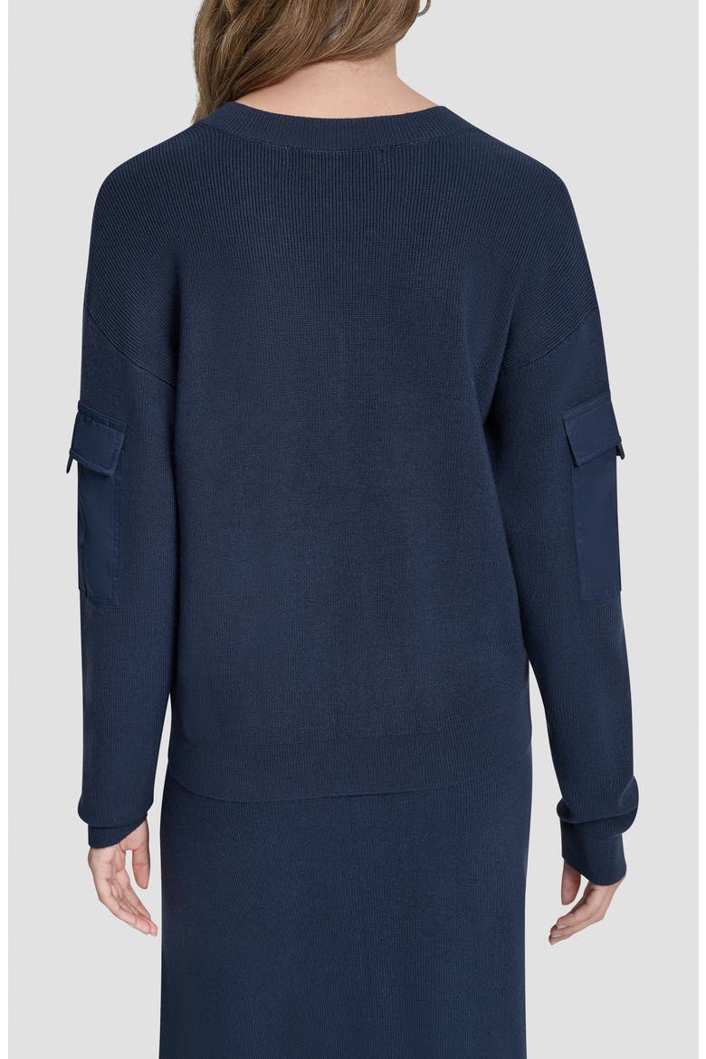 Cargo Sleeve Rib Sweater, Alternate, color, HUDSON BLUE