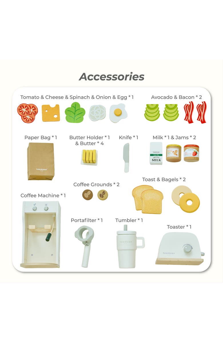 Teamson Kids Little Chef Santa Barbara Breakfast Playset, Alternate, color, Multi