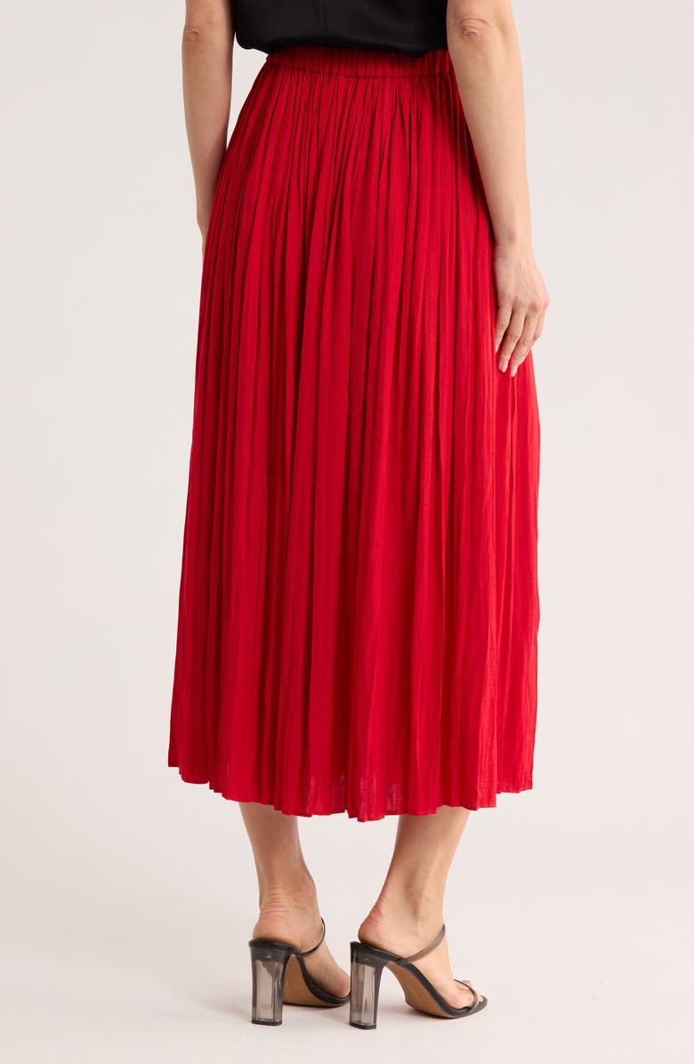 ELIE ELIE TAHARI Pleated A-Lined Midi Skirt, Alternate, color, Vivid Red