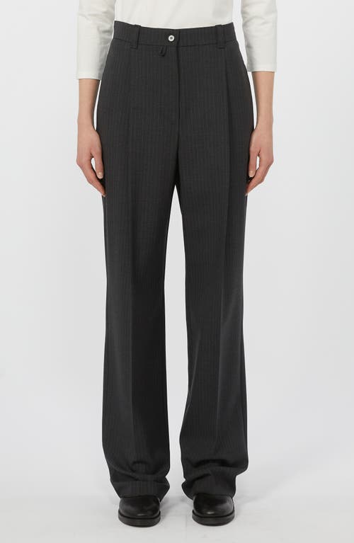 Weekend Max Mara Salsa Pinstripe Virgin Wool Pants In Black