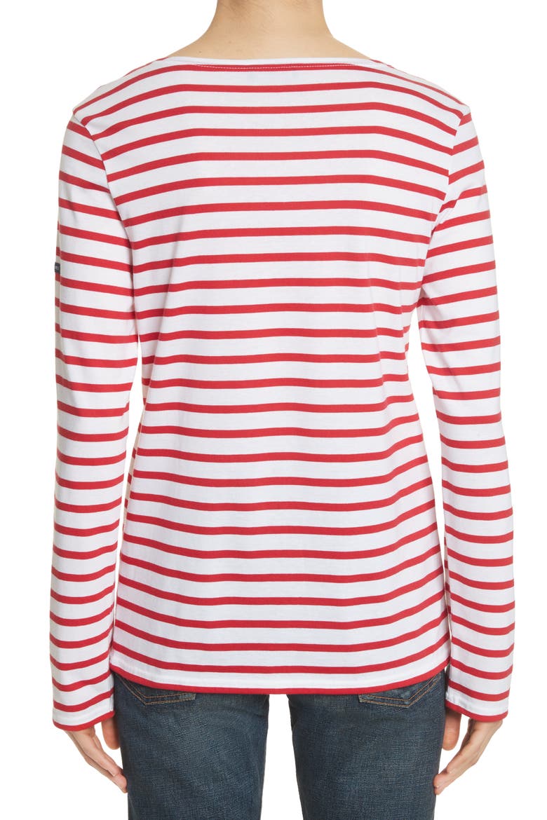 MINQUIERS MODERN - Breton Striped Shirt, Alternate, color, WHITE/ RED