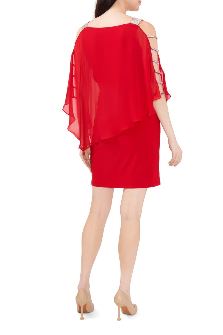 Ladder Trim Overlay Minidress, Alternate, color, CC RED