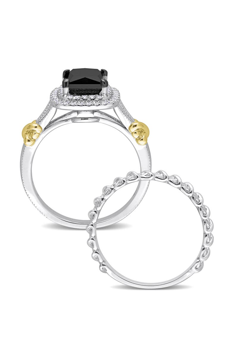 Julianna B. Diamond Princess Halo Bridal Ring Set 14k, Alternate, color, Black Diamond