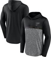 FANATICS Men's Fanatics Black/Heather Charcoal St. Louis Blues Iconic Defender Pullover Hoodie