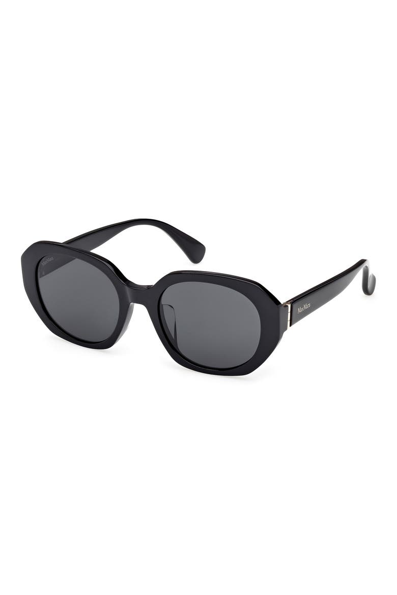 54mm Round Sunglasses, Alternate, color, SHINY BLACK / SMOKE