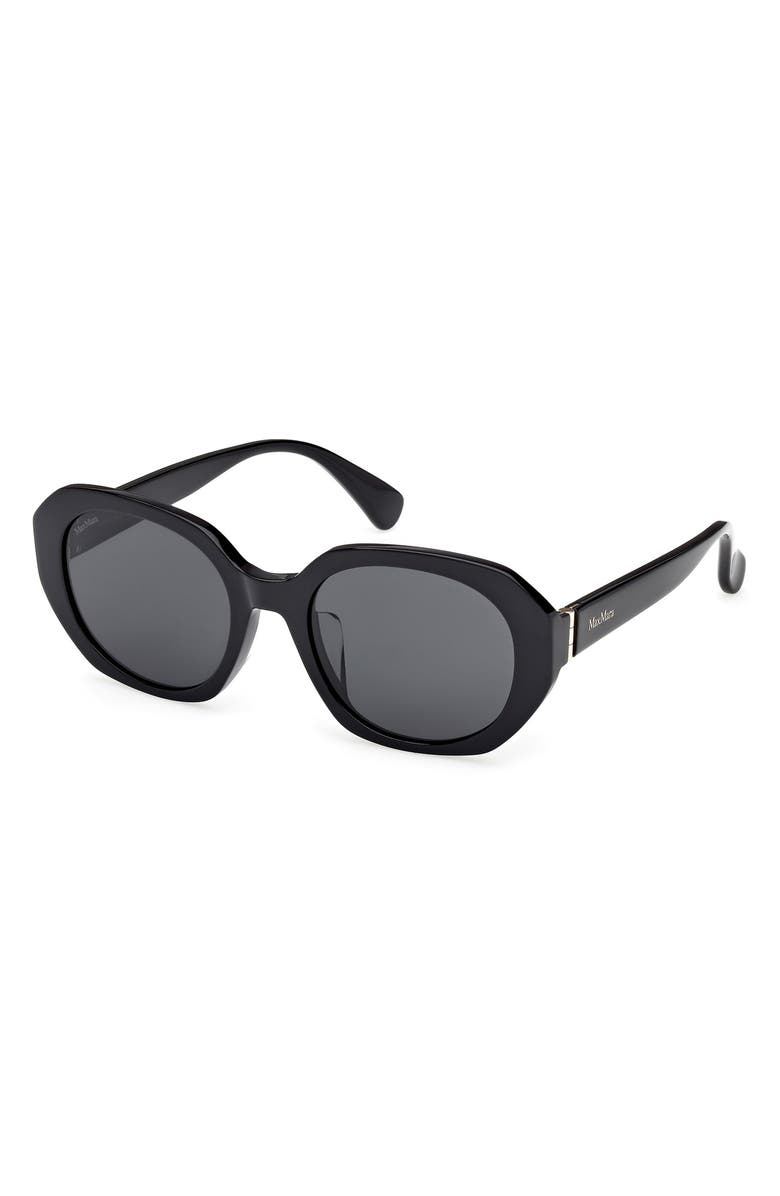 Max Mara 54mm Round Sunglasses, Alternate, color, Shiny Black / Smoke