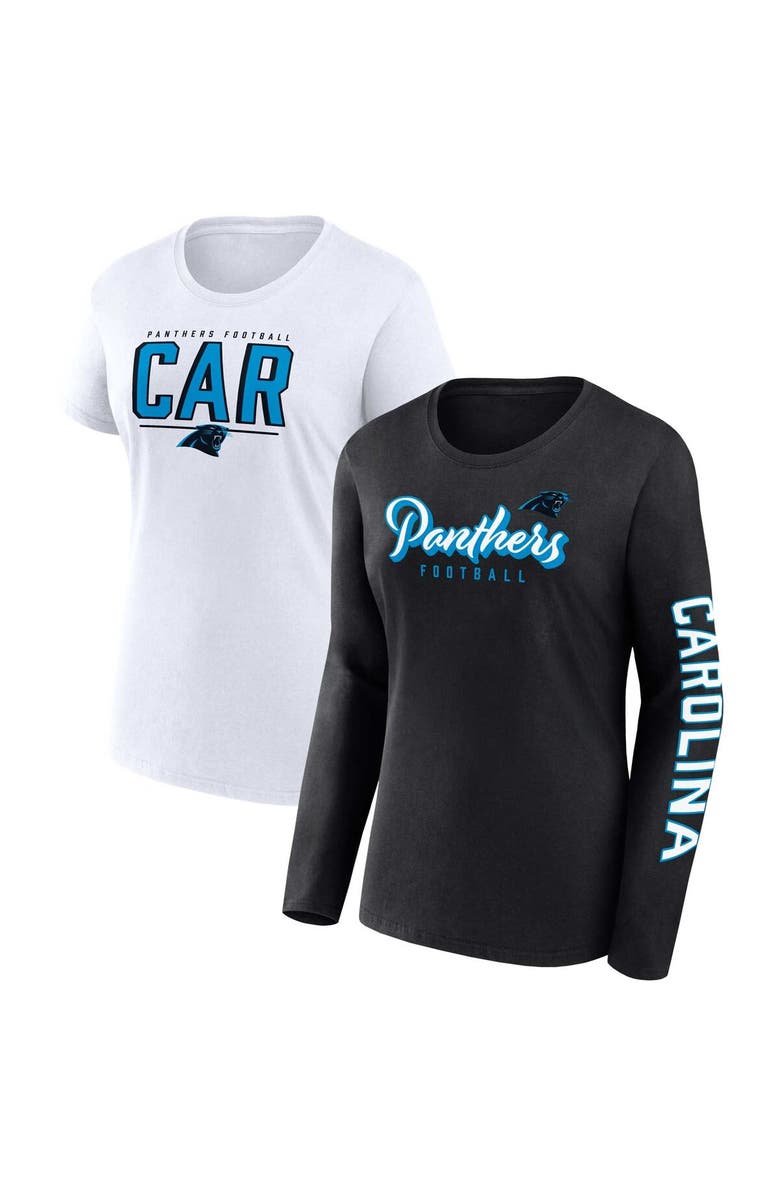 FANATICS Women's Fanatics Branded Black/White Carolina Panthers Two-Pack Combo Cheerleader T-Shirt Set, Main, color, 