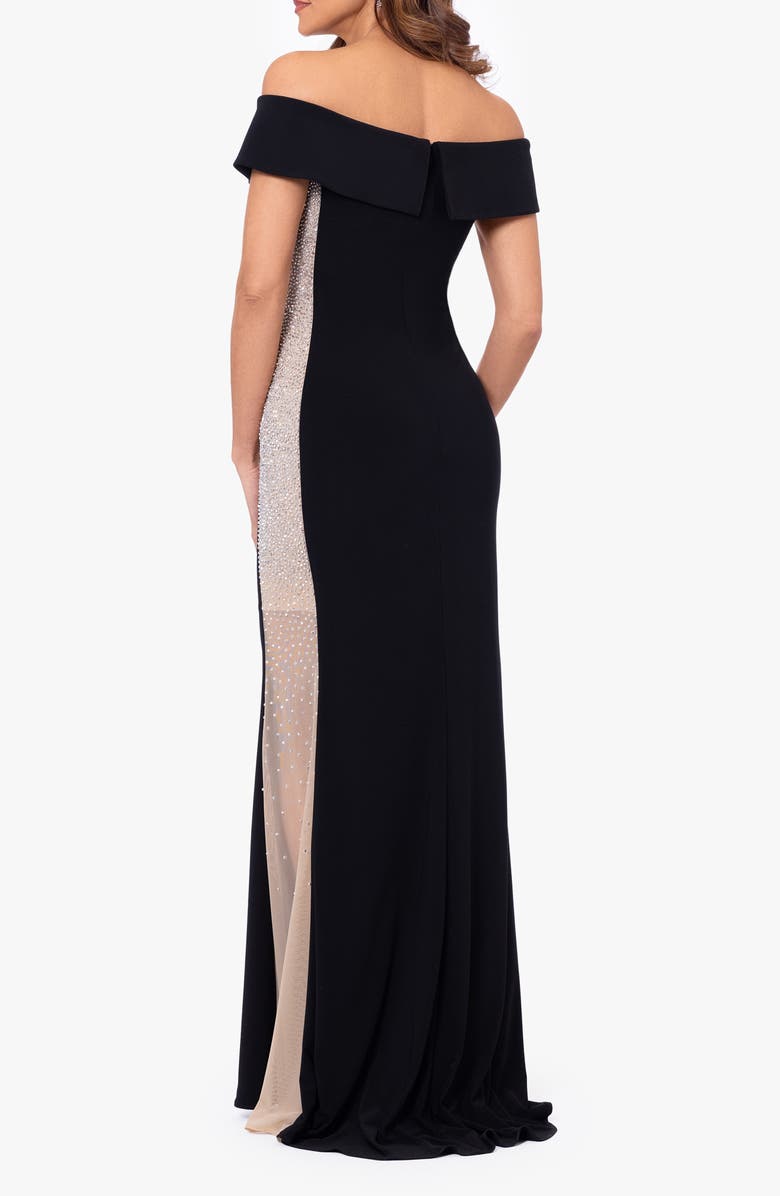 Xscape Evenings Caviar Bead Detail Off the Shoulder Gown, Alternate, color, 