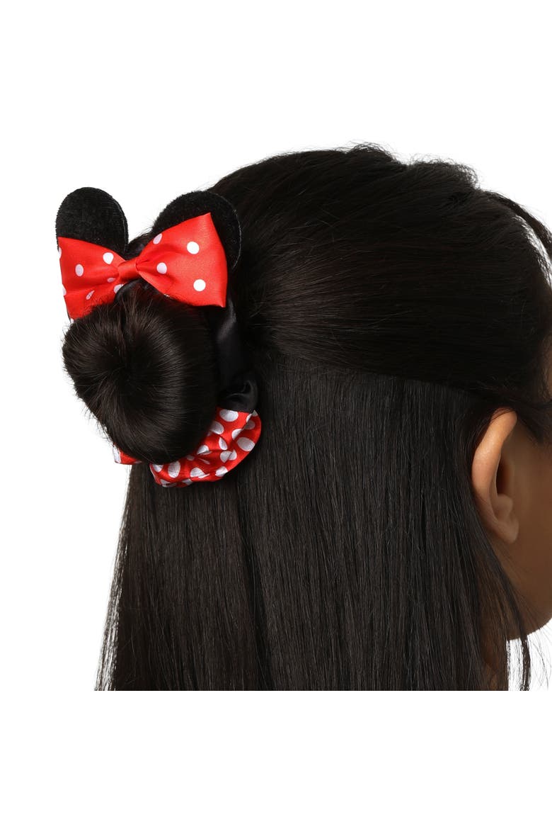 Minnie Mouse Scrunchies 3-Piece Official License, Disney Hair Accessories, Alternate, color, Red