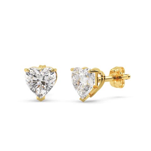 Heart-Cut Lab Diamond Stud Earrings 14k 1.50ct