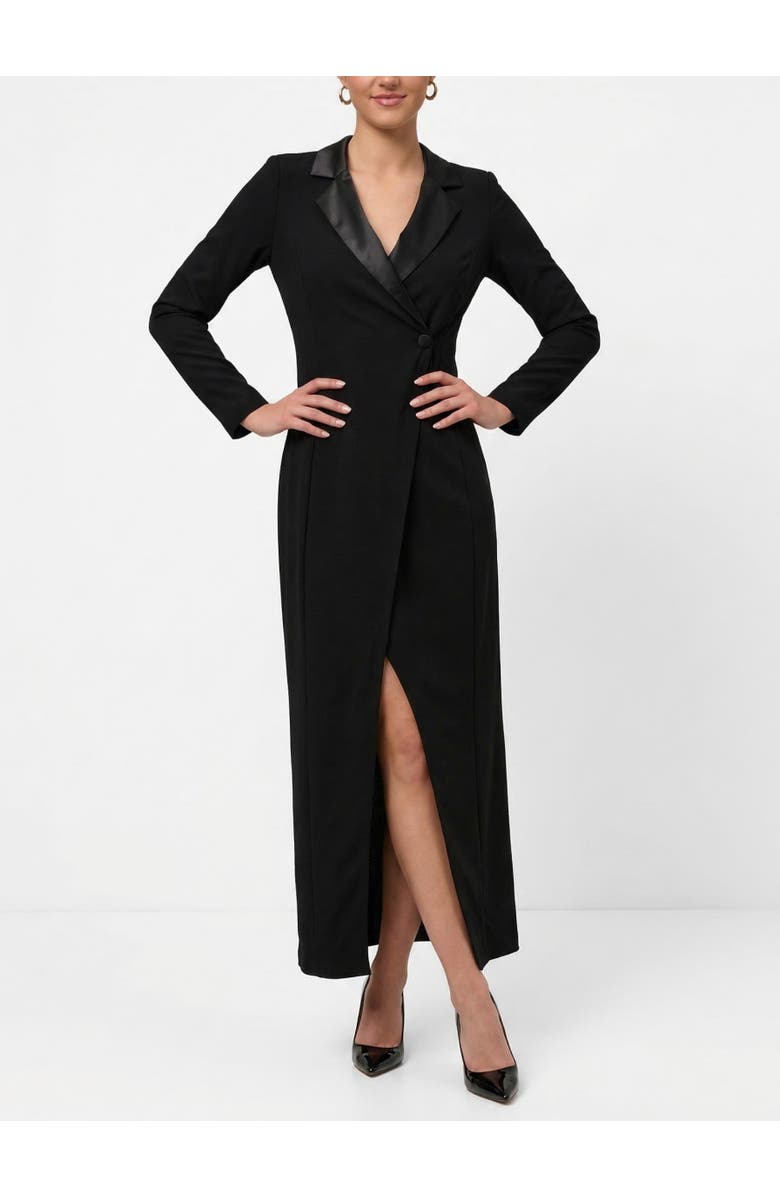 RACHEL Rachel Roy Griffith Long Sleeve Tuxedo Gown, Main, color, Black