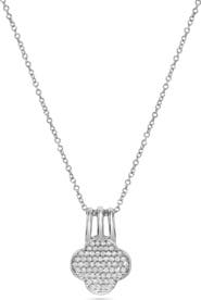 Ancona Fine Jewelry Pavé Diamond Clover Pendant Necklace in 14K White Gold