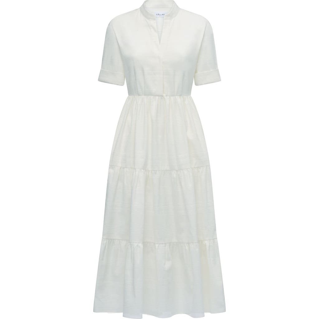 Callas Milano Sardinia Tiered Cotton Midi Dress In White