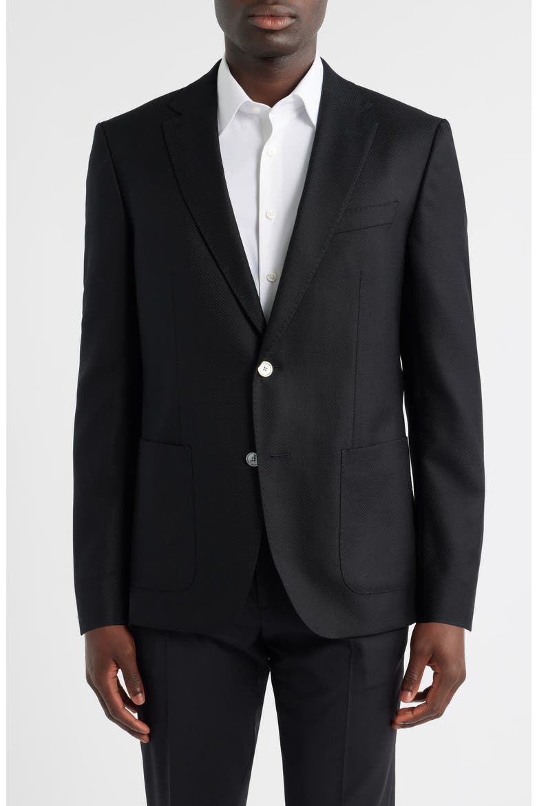 Hutson Slim Fit Textured Black Wool Sport Coat, Main, color, BLACK