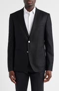 BOSS Hutson Slim Fit Textured Black Wool Sport Coat