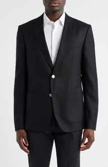 BOSS Hutson Slim Fit Textured Black Wool Sport Coat