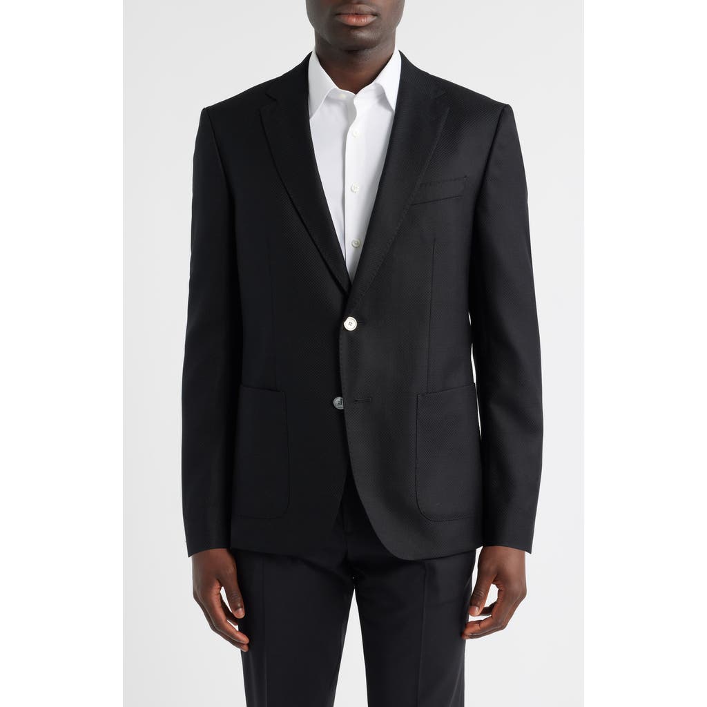 Hugo Boss Boss Hutson Slim Fit Textured Black Wool Sport Coat In Black