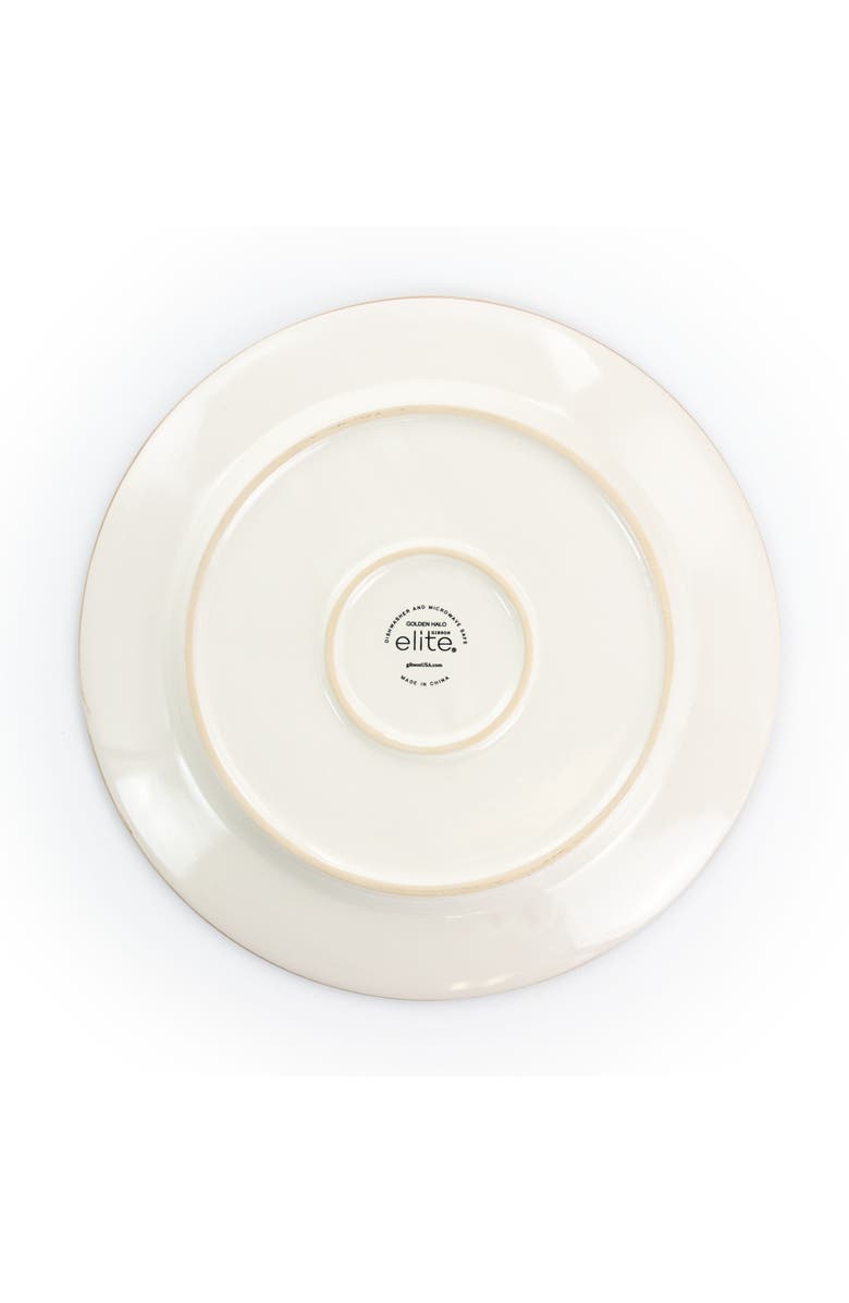 Gibson Elite Golden Halo 16 Piece Stoneware Dinnerware Set, Alternate, color, White