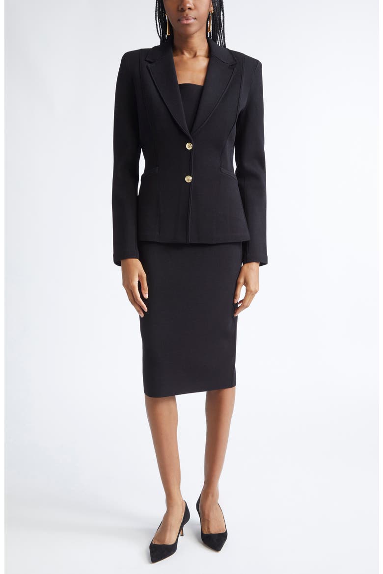 Erin Santa Roma Knit Jacket, Alternate, color, BLACK