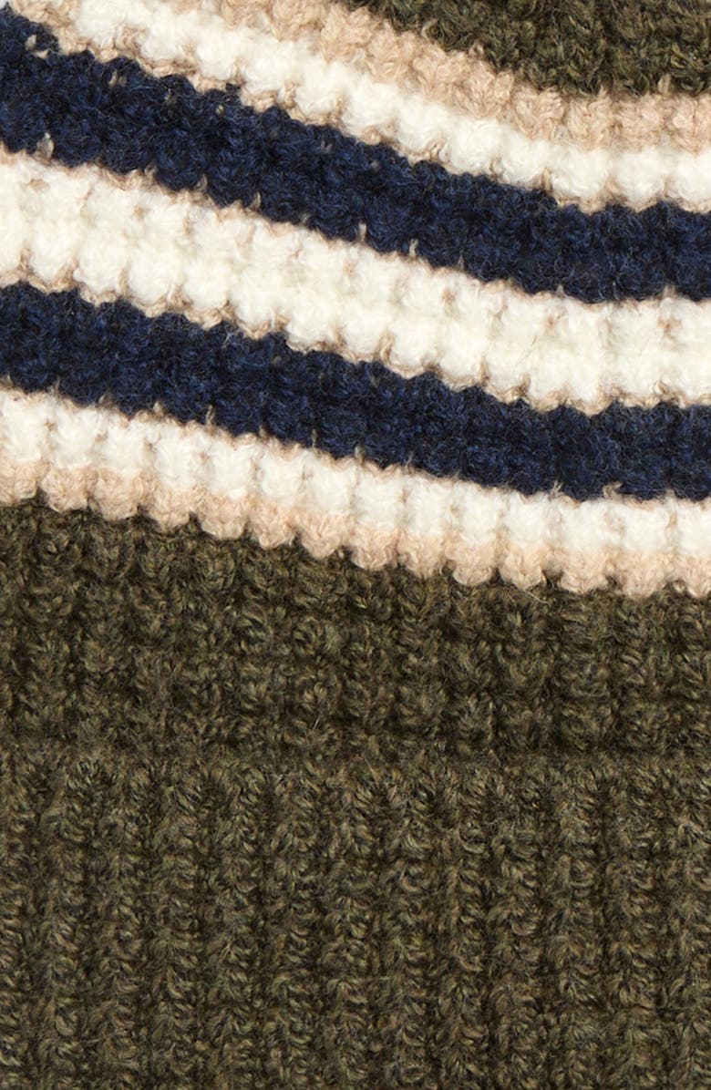 Faherty Jackson Stripe Organic Cotton Blend Beanie, Alternate, color, Olive Heather