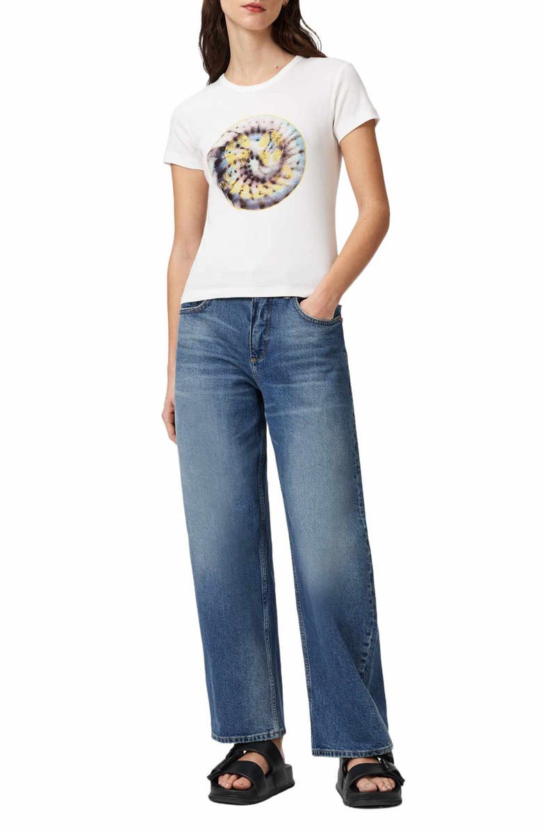 AllSaints Spun Out Stevie Graphic Cotton Top, Alternate, color, Chalk White