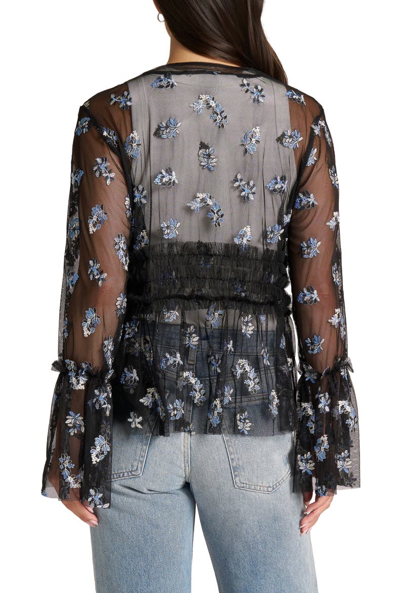 Embroidered Mesh Jacket, Alternate, color, BLACK