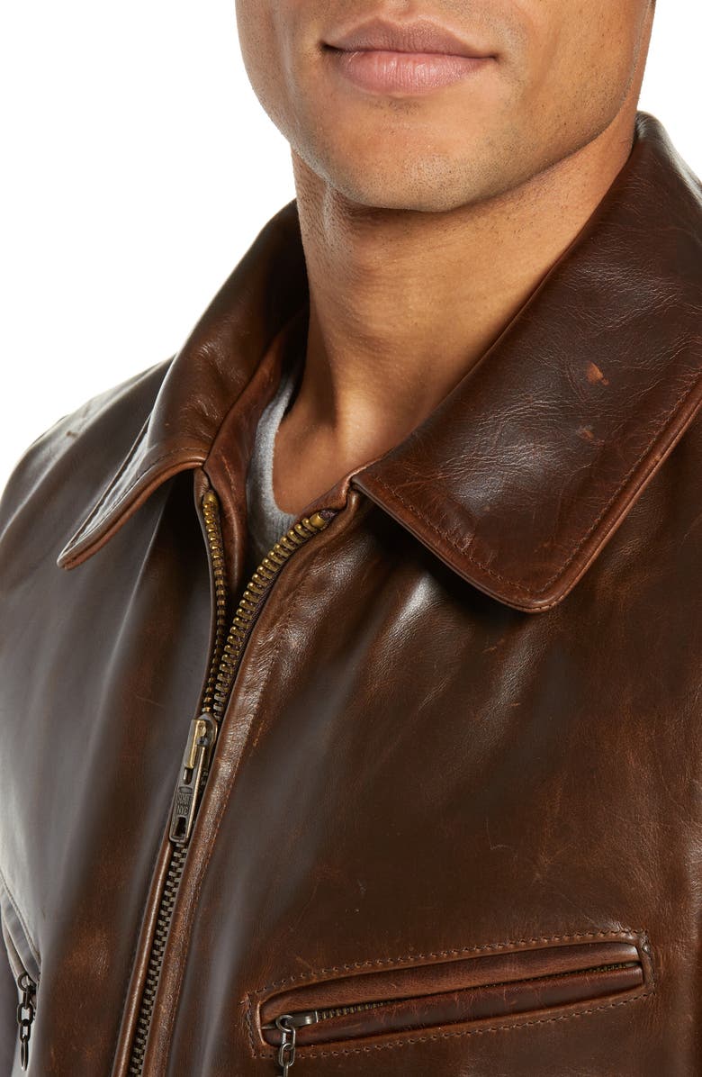 Schott NYC Waxy Cowhide Leather Moto Jacket, Alternate, color,