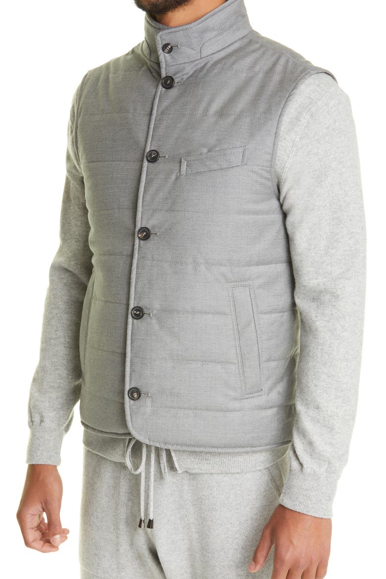 Virgin Wool & Silk Vest, Alternate, color, GREY
