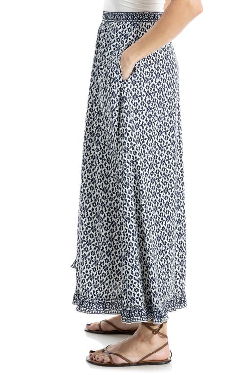 Max Studio Printed Maxi Skirt In Blue