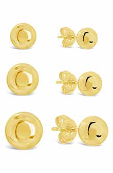 Sterling Forever Set of 3 Polished Sphere Stud Earrings