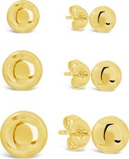 Sterling Forever Set of 3 Polished Sphere Stud Earrings