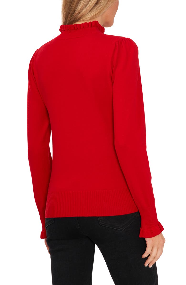 CeCe Ruffle Mock Neck Sweater, Alternate, color, Luminous Red