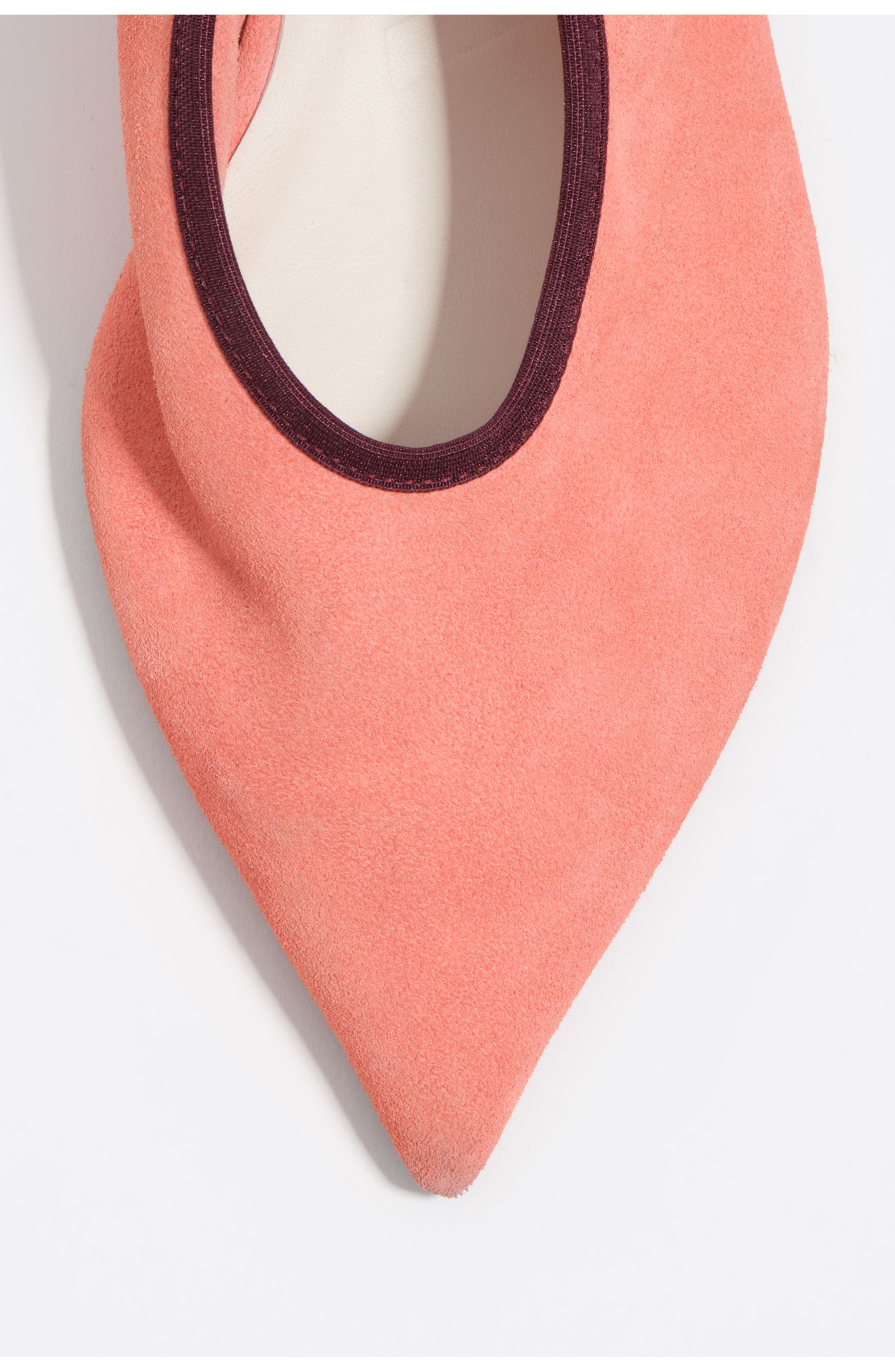 Suede Slingback Shoe With Low Heel, Alternate, color, SALMON