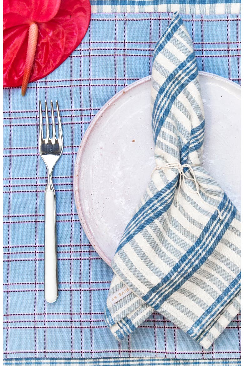 Chiapas Handwoven Plaid Cotton Napkins, Set of 4, Alternate, color, Blue