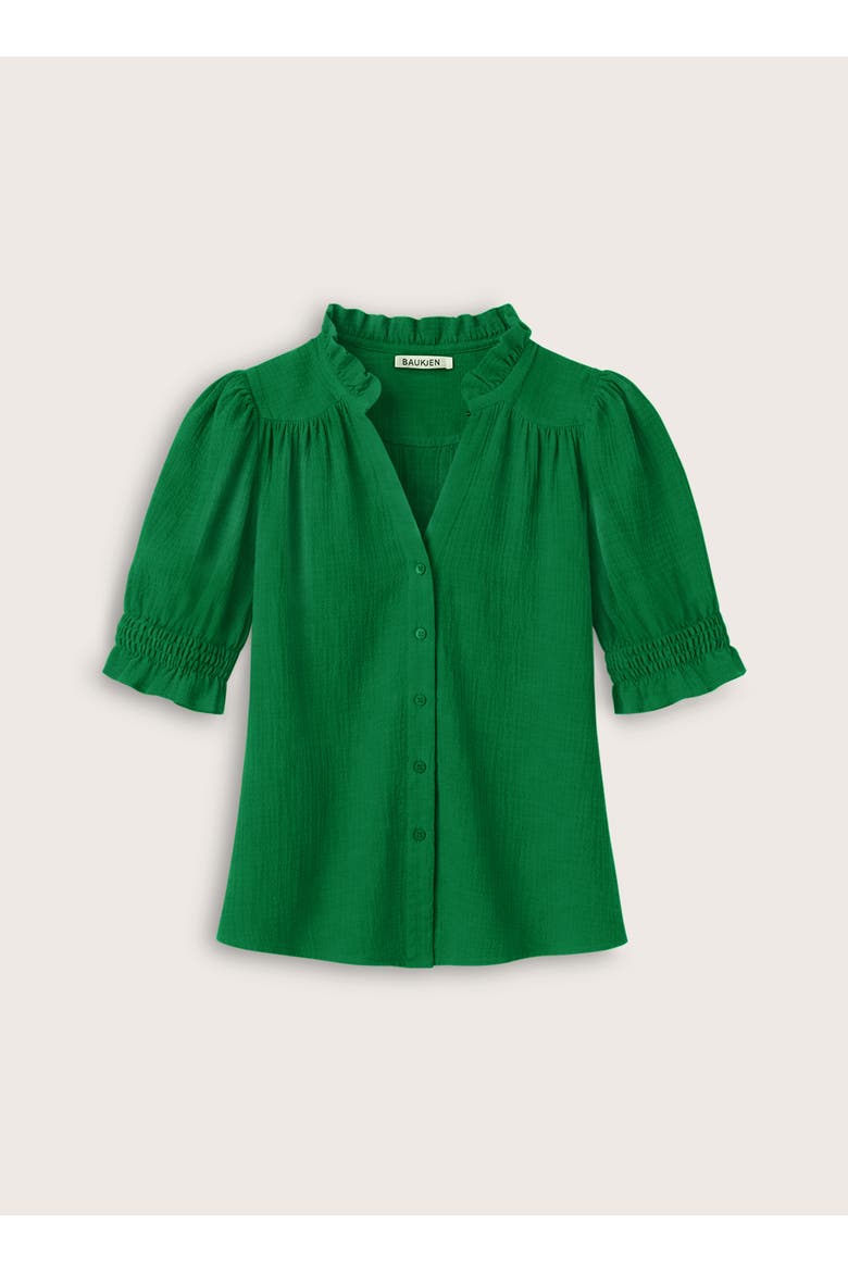 Nolan Organic Cheesecloth Blouse, Alternate, color, Bright Emerald