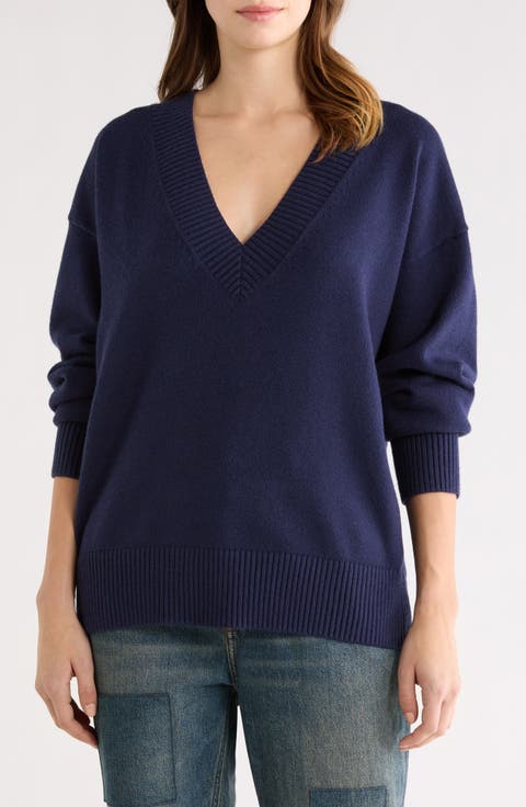 Oversize V-Neck Sweater (Regular & Plus)