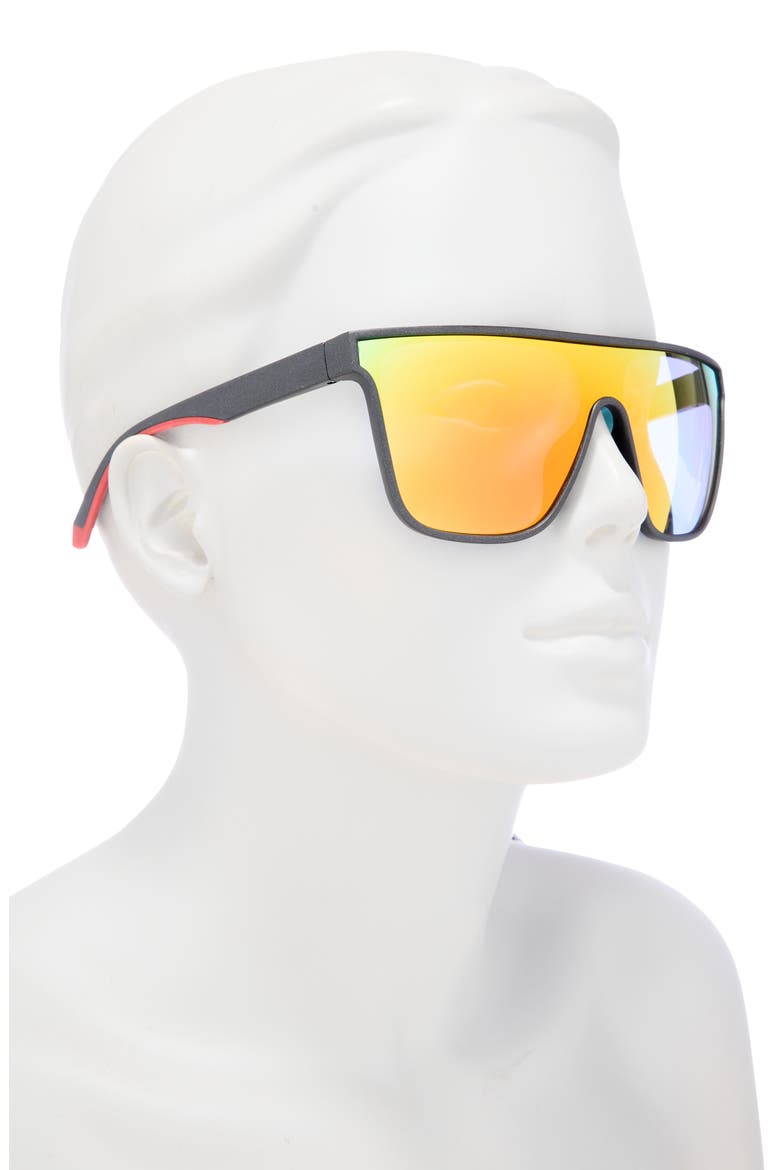 140mm Mirrored Flat Top Sunglasses, Alternate, color, BLACK RED