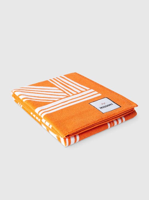 Missoni Nastri 180x100 Cm Cotton Terry Beach Towel In Orange