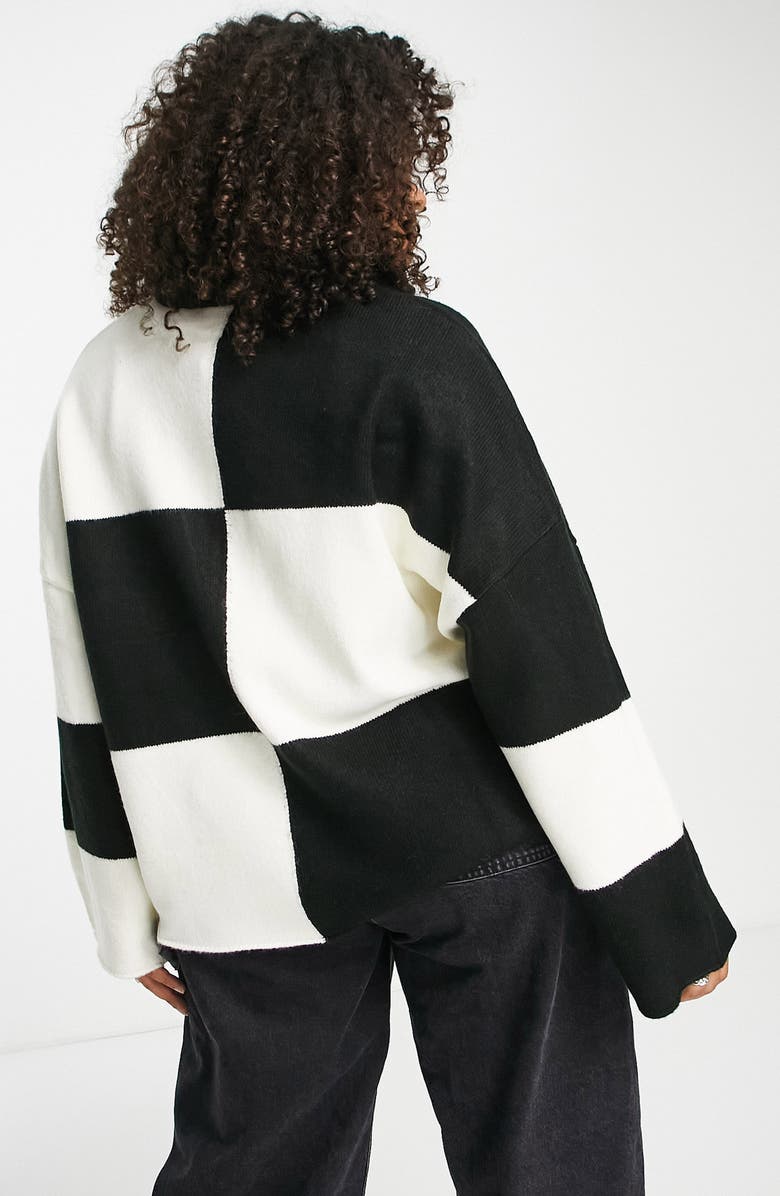 ASOS DESIGN Oversize Colorblock Zip Cardigan, Alternate, color,