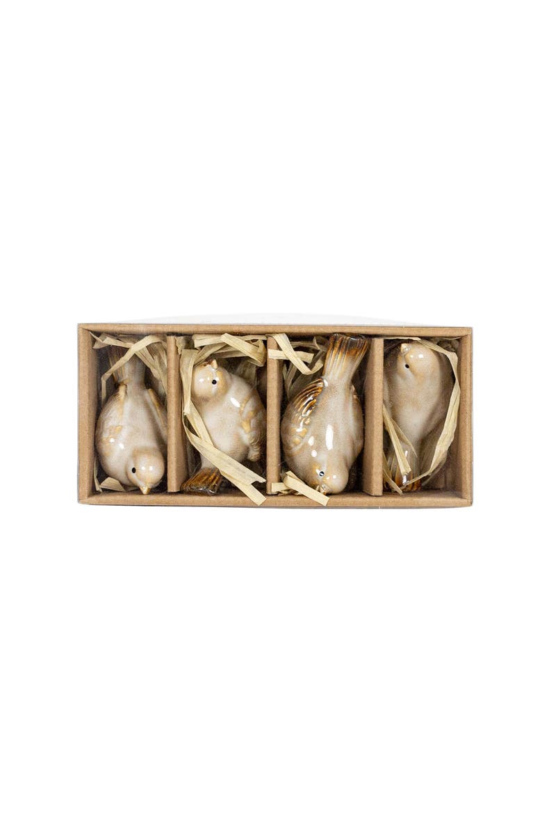 Set of 4 Bird Accents White Porcelain, Alternate, color, White
