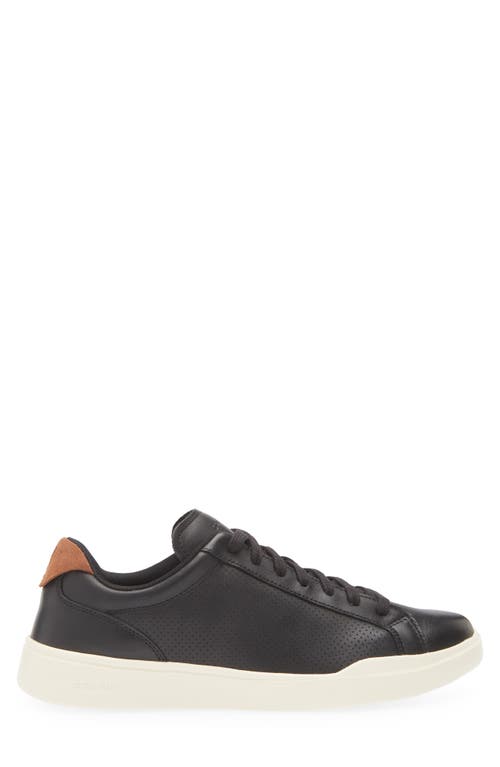 Cole Haan Grand Crosscourt Perforated Sneaker In Black/british Tan/ivory
